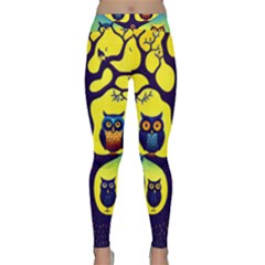 Owl Animal Cartoon Drawing Tree Nature Landscape Classic Yoga Leggings by Uceng