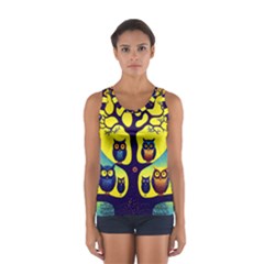 Owl Animal Cartoon Drawing Tree Nature Landscape Sport Tank Top  by Uceng