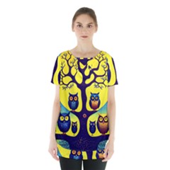 Owl Animal Cartoon Drawing Tree Nature Landscape Skirt Hem Sports Top by Uceng