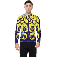 Owl Animal Cartoon Drawing Tree Nature Landscape Men s Long Sleeve Rash Guard by Uceng