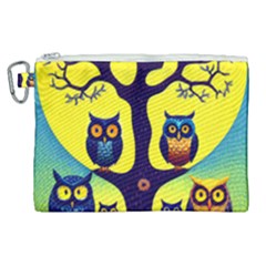 Owl Animal Cartoon Drawing Tree Nature Landscape Canvas Cosmetic Bag (xl) by Uceng