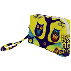 Owl Animal Cartoon Drawing Tree Nature Landscape Wristlet Pouch Bag (small) by Uceng