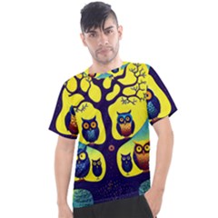 Owl Animal Cartoon Drawing Tree Nature Landscape Men s Sport Top by Uceng