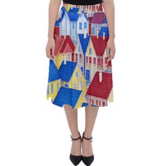 City Houses Cute Drawing Landscape Village Classic Midi Skirt by Uceng