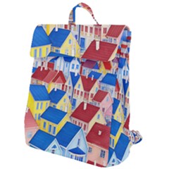 City Houses Cute Drawing Landscape Village Flap Top Backpack