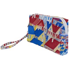 City Houses Cute Drawing Landscape Village Wristlet Pouch Bag (small) by Uceng