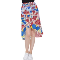 City Houses Cute Drawing Landscape Village Frill Hi Low Chiffon Skirt by Uceng