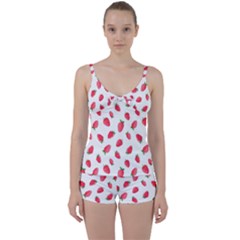 Strawberry Tie Front Two Piece Tankini by SychEva