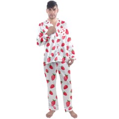 Strawberry Men s Long Sleeve Satin Pajamas Set by SychEva