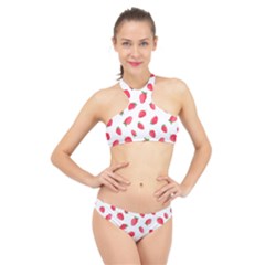 Strawberry High Neck Bikini Set by SychEva