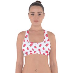 Strawberry Cross Back Hipster Bikini Top  by SychEva