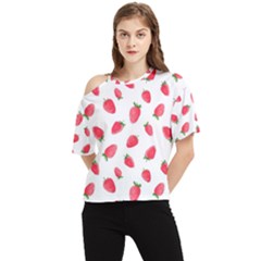 Strawberry One Shoulder Cut Out Tee by SychEva