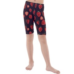 Watercolor Strawberry Kids  Mid Length Swim Shorts by SychEva