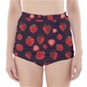 Watercolor Strawberry High-Waisted Bikini Bottoms View1