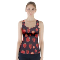 Watercolor Strawberry Racer Back Sports Top by SychEva