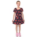 Watercolor Strawberry Kids  Short Sleeve Velvet Dress View1