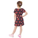 Watercolor Strawberry Kids  Short Sleeve Velvet Dress View2