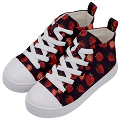 Watercolor Strawberry Kids  Mid-top Canvas Sneakers by SychEva