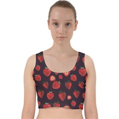 Watercolor Strawberry Velvet Racer Back Crop Top by SychEva