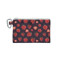 Watercolor Strawberry Canvas Cosmetic Bag (small) by SychEva