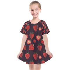 Watercolor Strawberry Kids  Smock Dress by SychEva