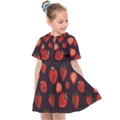 Watercolor Strawberry Kids  Sailor Dress by SychEva