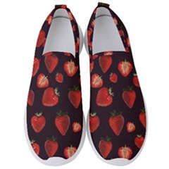 Watercolor Strawberry Men s Slip On Sneakers