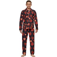 Watercolor Strawberry Men s Long Sleeve Velvet Pocket Pajamas Set by SychEva