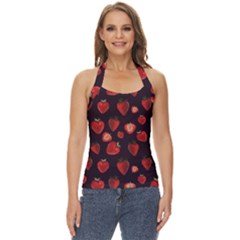 Watercolor Strawberry Basic Halter Top by SychEva