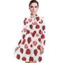 Strawberry Watercolor Long Sleeve Chiffon Shirt Dress View1