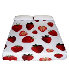 Strawberry Watercolor Fitted Sheet (queen Size) by SychEva