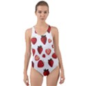 Strawberry Watercolor Cut-Out Back One Piece Swimsuit View1