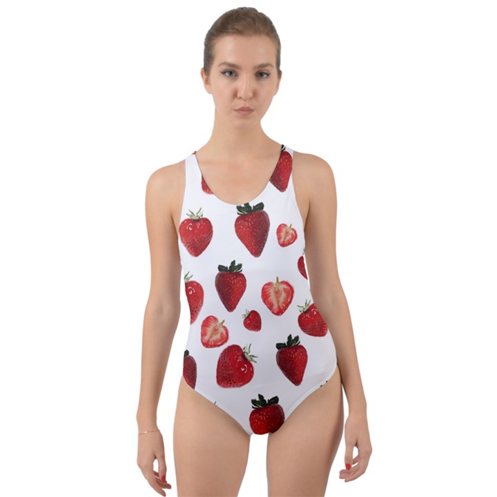 Strawberry Watercolor Cut-Out Back One Piece Swimsuit