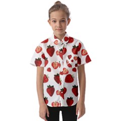 Strawberry Watercolor Kids  Short Sleeve Shirt by SychEva