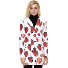 Strawberry Watercolor Button Up Hooded Coat  by SychEva