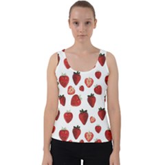 Strawberry Watercolor Velvet Tank Top by SychEva