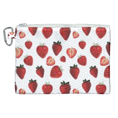 Strawberry Watercolor Canvas Cosmetic Bag (xl) by SychEva