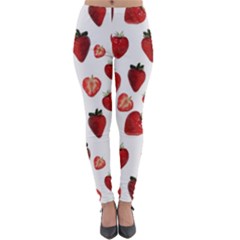 Strawberry Watercolor Lightweight Velour Leggings by SychEva