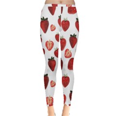 Strawberry Watercolor Inside Out Leggings by SychEva