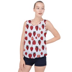 Strawberry Watercolor Bubble Hem Chiffon Tank Top by SychEva