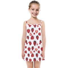 Strawberry Watercolor Kids  Summer Sun Dress by SychEva