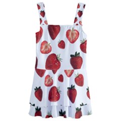 Strawberry Watercolor Kids  Layered Skirt Swimsuit by SychEva