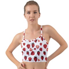 Strawberry Watercolor Mini Tank Bikini Top by SychEva