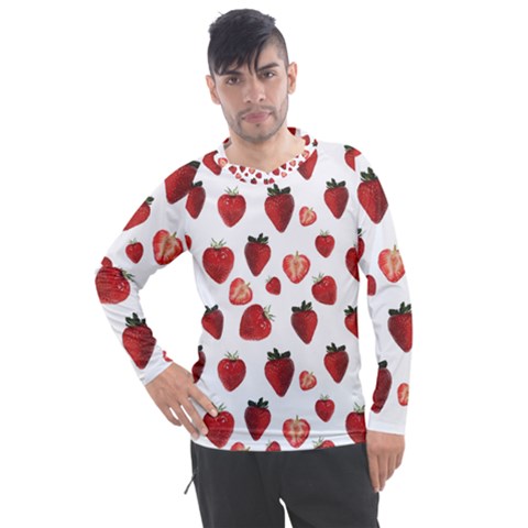 Strawberry Watercolor Men s Pique Long Sleeve Tee by SychEva