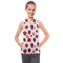 Strawberry Watercolor Kids  Sleeveless Hoodie by SychEva