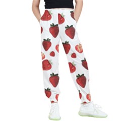 Strawberry Watercolor Kids  Elastic Waist Pants by SychEva