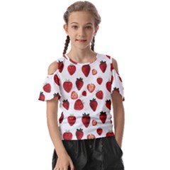 Strawberry Watercolor Kids  Butterfly Cutout Tee by SychEva