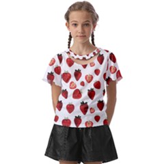 Strawberry Watercolor Kids  Front Cut Tee by SychEva