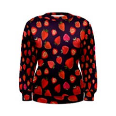 Strawberry On Black Women s Sweatshirt