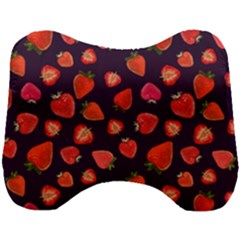 Strawberry On Black Head Support Cushion by SychEva